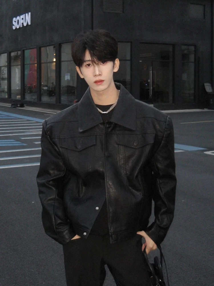 

Американская кожаная куртка для мальчиков, весенне-осенняя, модная и стильная, винтажная мотоциклетная одежда, куртка Detroit Harrington