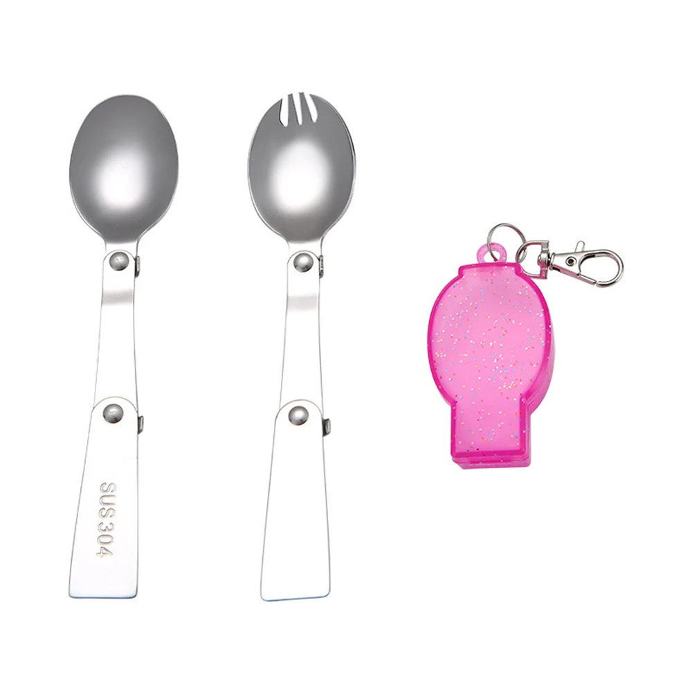 Outdoor Camping Folding Fork and Spoon, Stainless Steel, Multi-Function, Portable, Foldable, Travel Tableware, Picnic Tool, 1Set