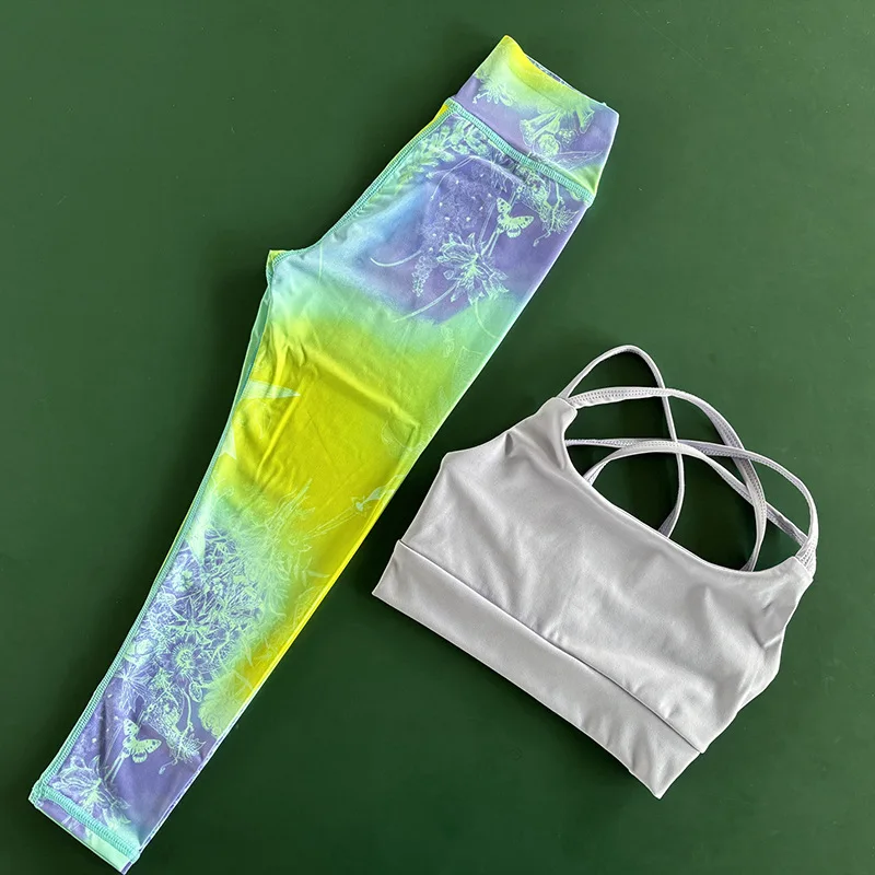 

2pcs Girls Yoga Set Quick Dry Sports Bra & Leggings Breathable Dance Running Workout Outfit for Teens Kids' Sportswear Gym Wear