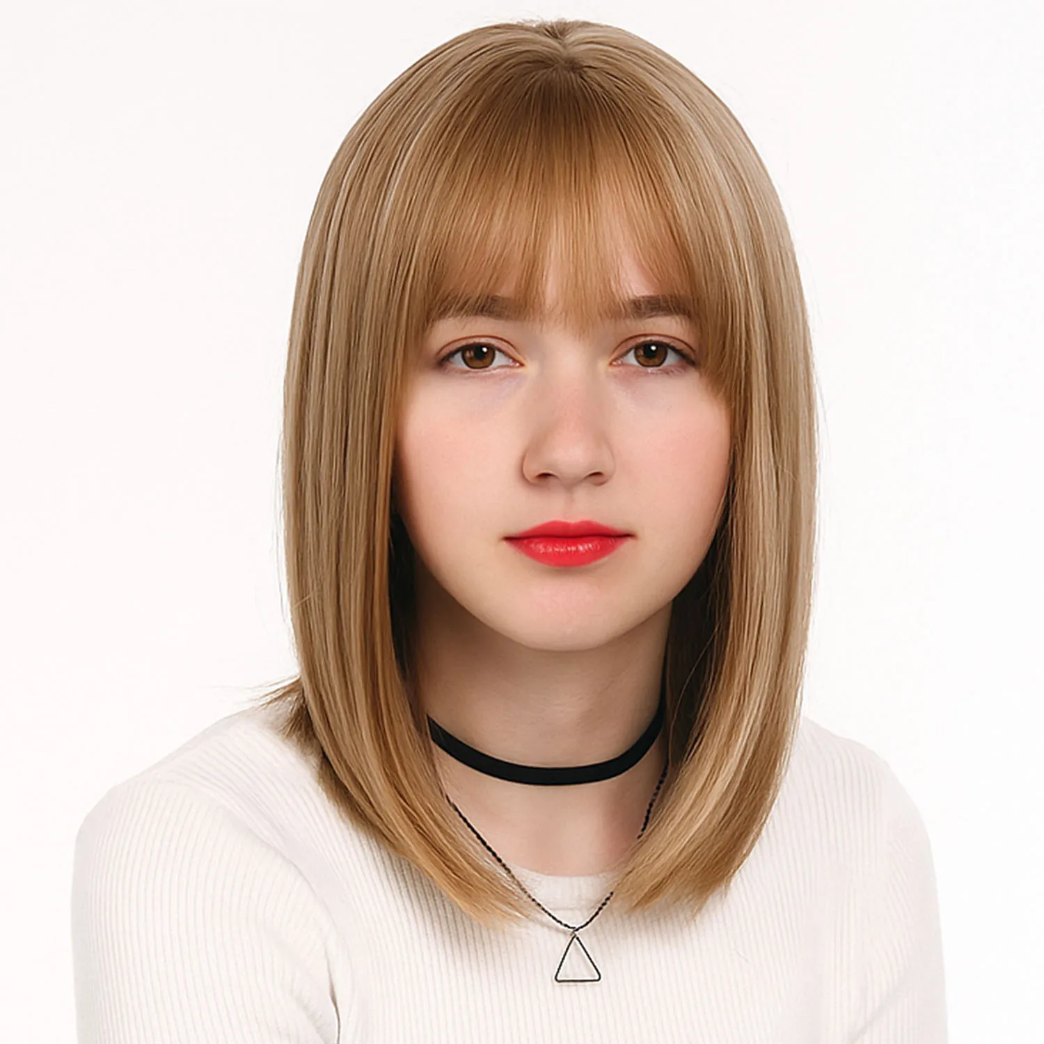 فيلما زي المرأة شعر مستعار مع الانفجارات الشعر الاصطناعية قصيرة بوب شعر مستعار بني اللون موضة لعب الأدوار زي الهالوين للمرأة #2