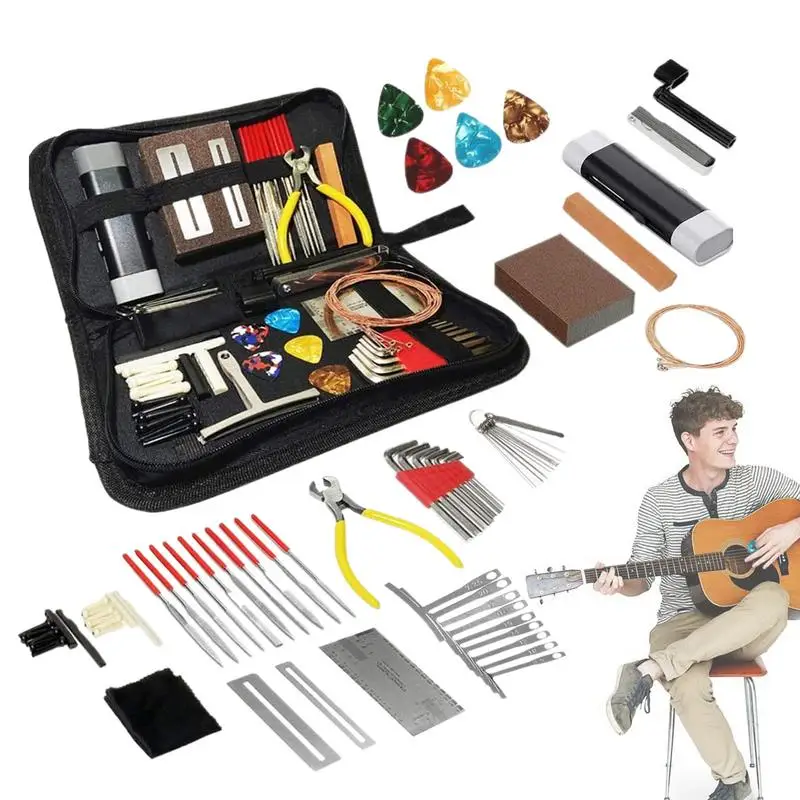 

Guitar Repair Kit 72X Luthier Tools With Carry Bag String Instrument Accessories For Musicians Care Set With Strings Picks