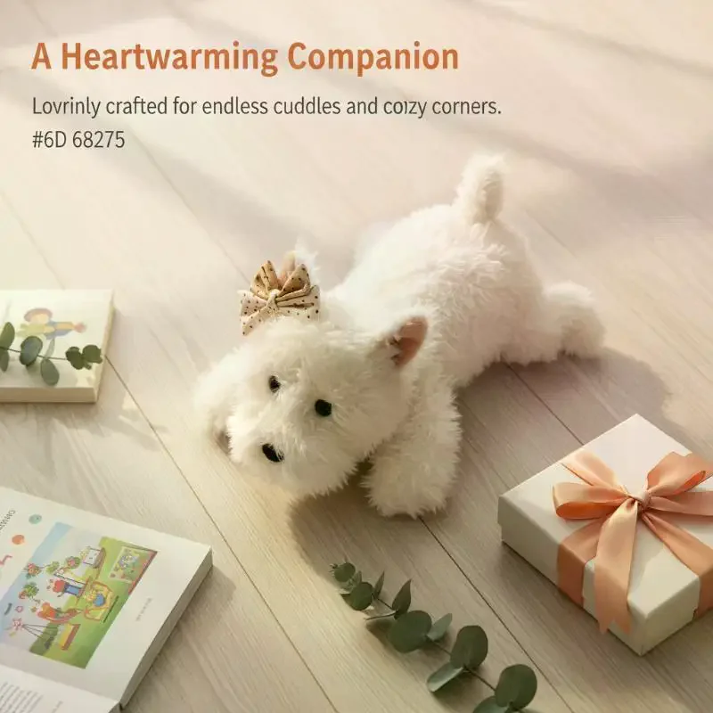 Plush 43cm White West Highland Terrier Soft Stuffed Dog Toy Kawaii Fluffy Doll Baby Shower Gift Room Decoration