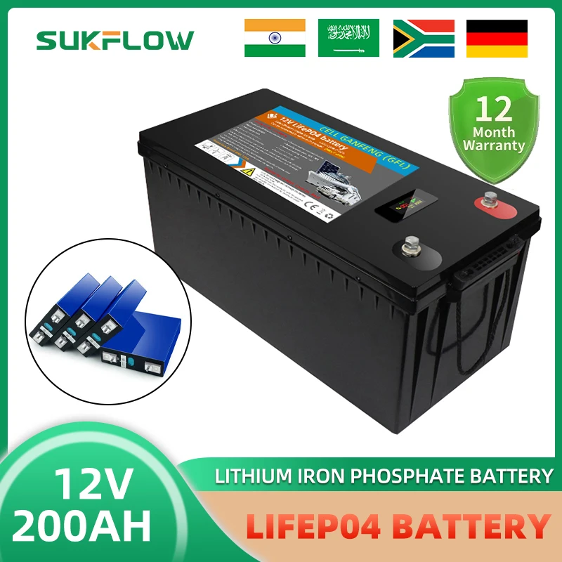 Suk12v200ah Zonnesystemen Zonnebatterijen Thuis Zonne-Energie Lifepo4 Eenvoudig Te Installeren