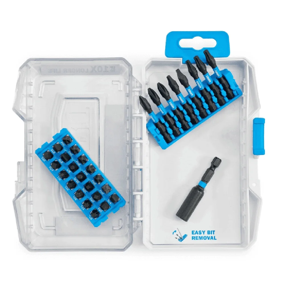 30피스 임팩트 드라이버 비트 세트 자석 홀더 보관 케이스 회전 벨트 클립 고정밀 다목적 중장비 도구