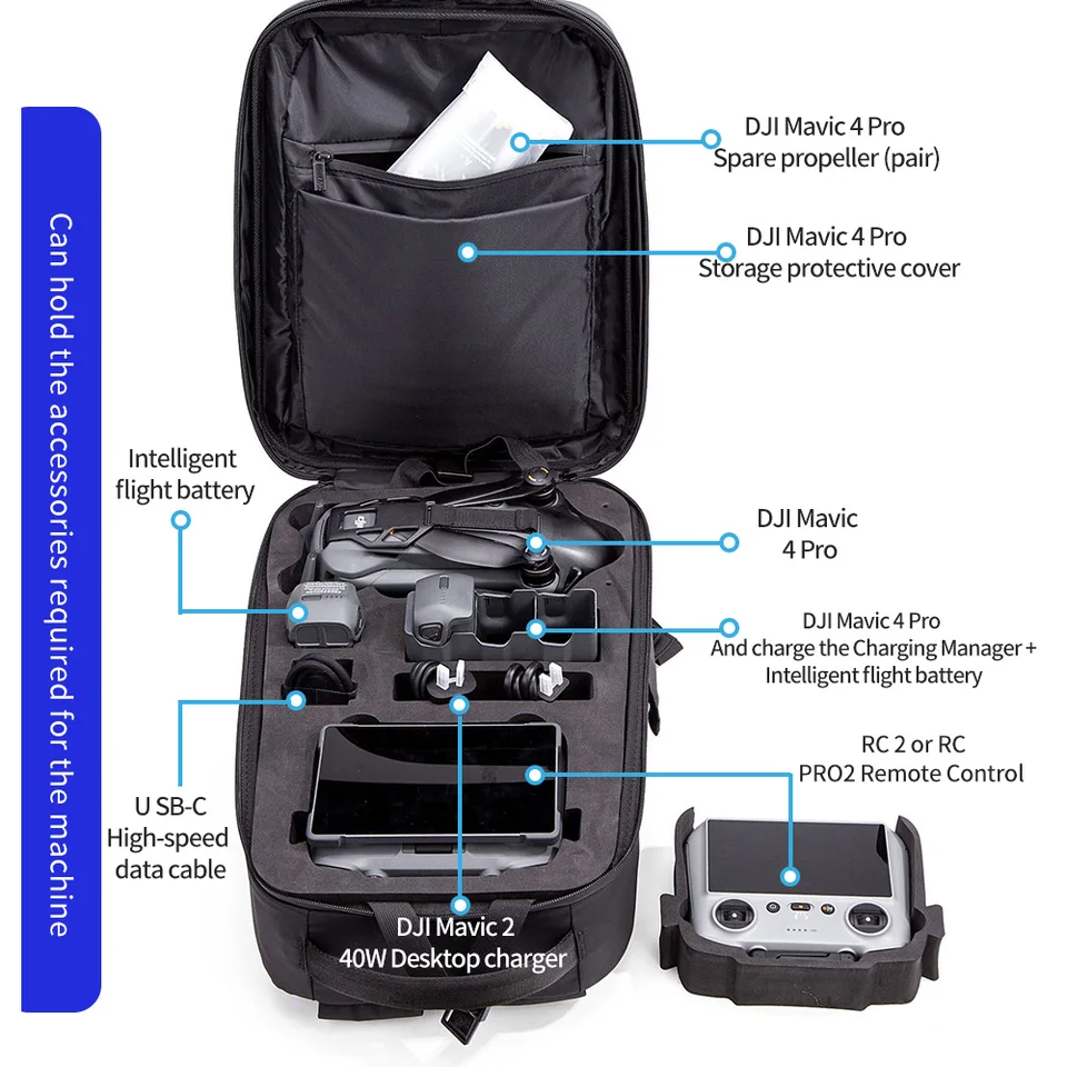 Suitable for DJI Mavic 4 Pro storage bag, smooth flying set bag