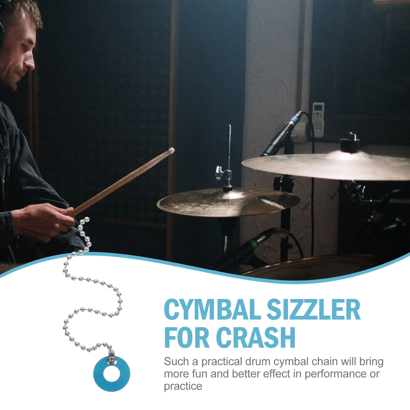 

Aluminum Alloy Cymbal Extension Chain For Drum Kit Ride Crash Jazz Effect Durable Replacement Random Color