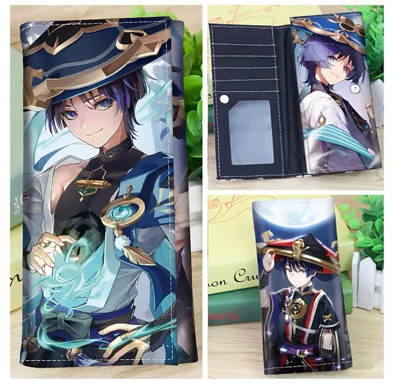 

Anime Genshin Impact Cute Long Wallet Paimon Hutao XIAO Cosplay Student Folding Wallet Men Women PU Leather Casual Coin Purse