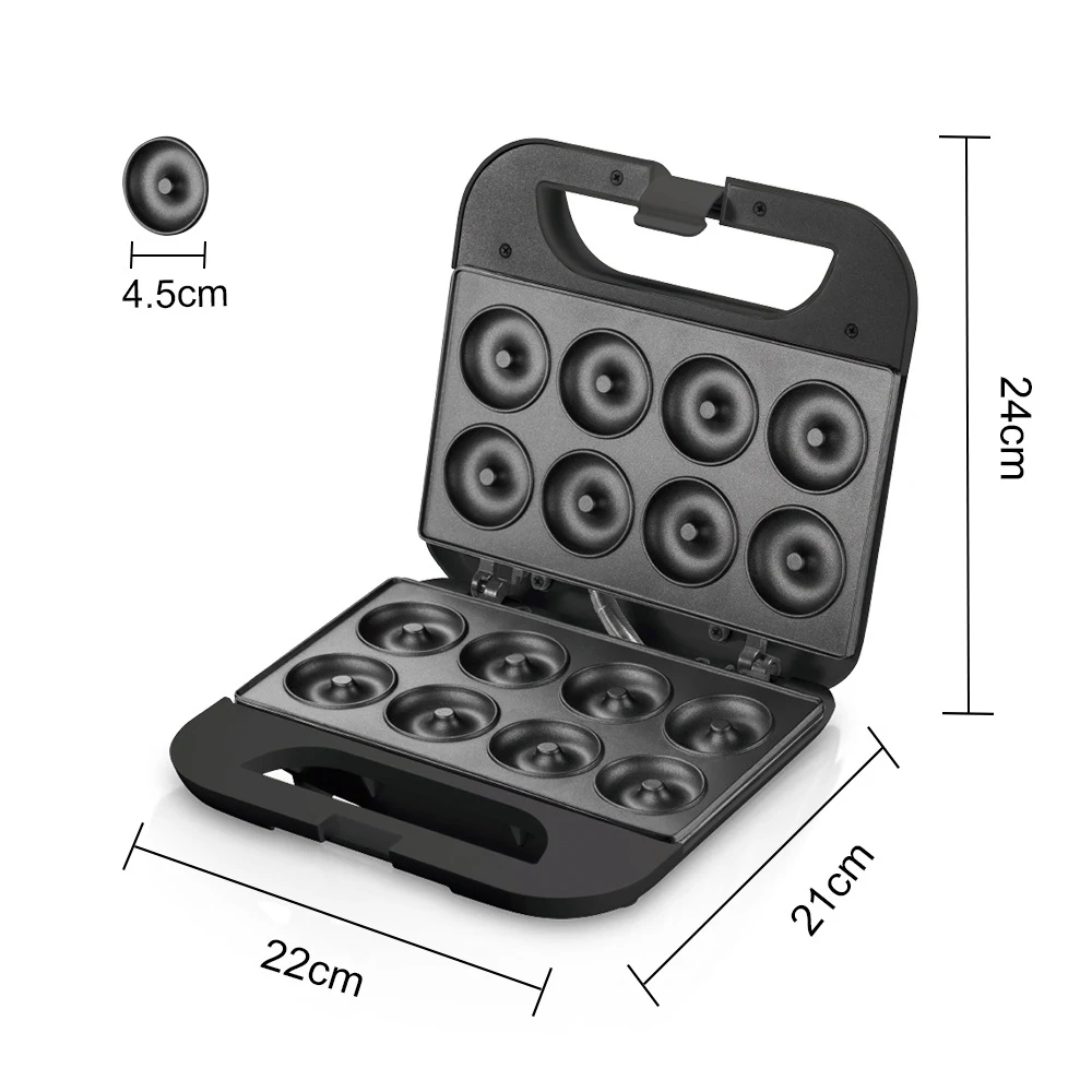 미니 도넛 만들기 기계, 붙지 않는 플레이트 코팅, 아침 식사, 간식, 디저트 등에 적합, 8 홀