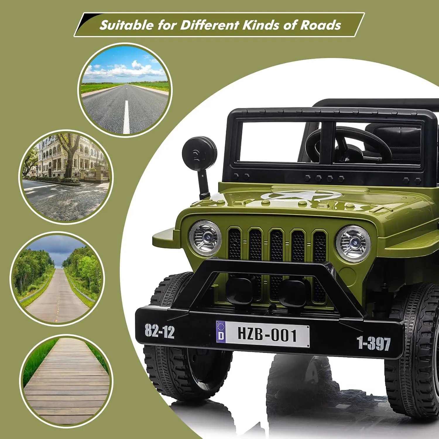 Ride on Truck Car, 12V Electric Ride on Car with Remote Control, MP3, LED Lights, Suspension System, Double Doors, Safety Belt,