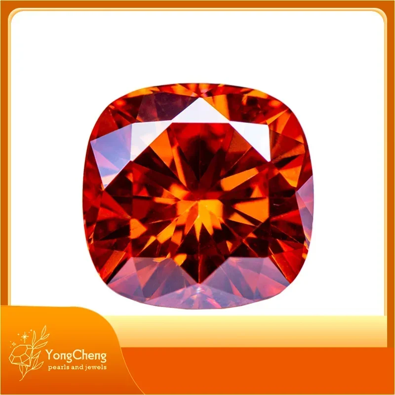 

Moissanite Stone Cushion Cut Orange Color Lab Grow Diamond Woman DIY Ring Necklace Earrings Main Materials With GRA Certificate