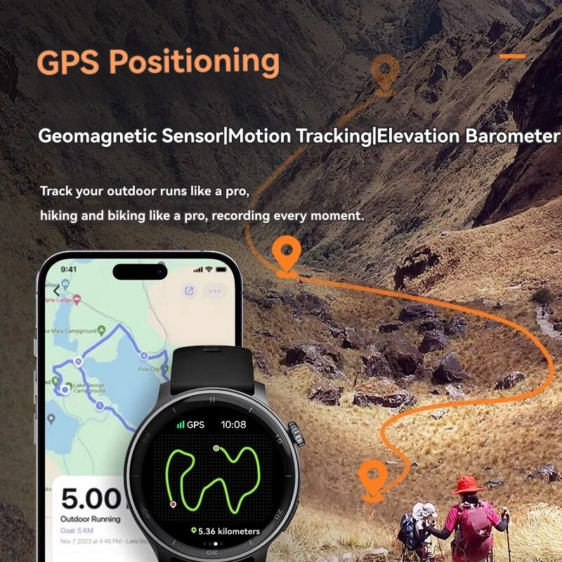 Reloj inteligente KAPULUN para hombres y mujeres, AMOLED de 1,43 pulgadas, pide/reparar llamadas, monitor de salud, resistente al agua 3ATM, seguimiento del sueño y actividad