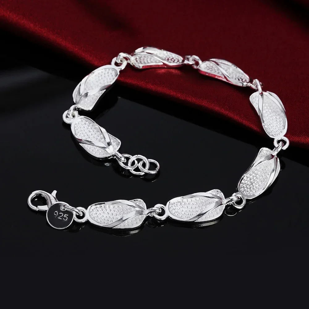 Hot fine cute slippers chain fashion 925 Sterling Silver  Bracelet for woman Wedding party Best friend Gifts Popular jewelry