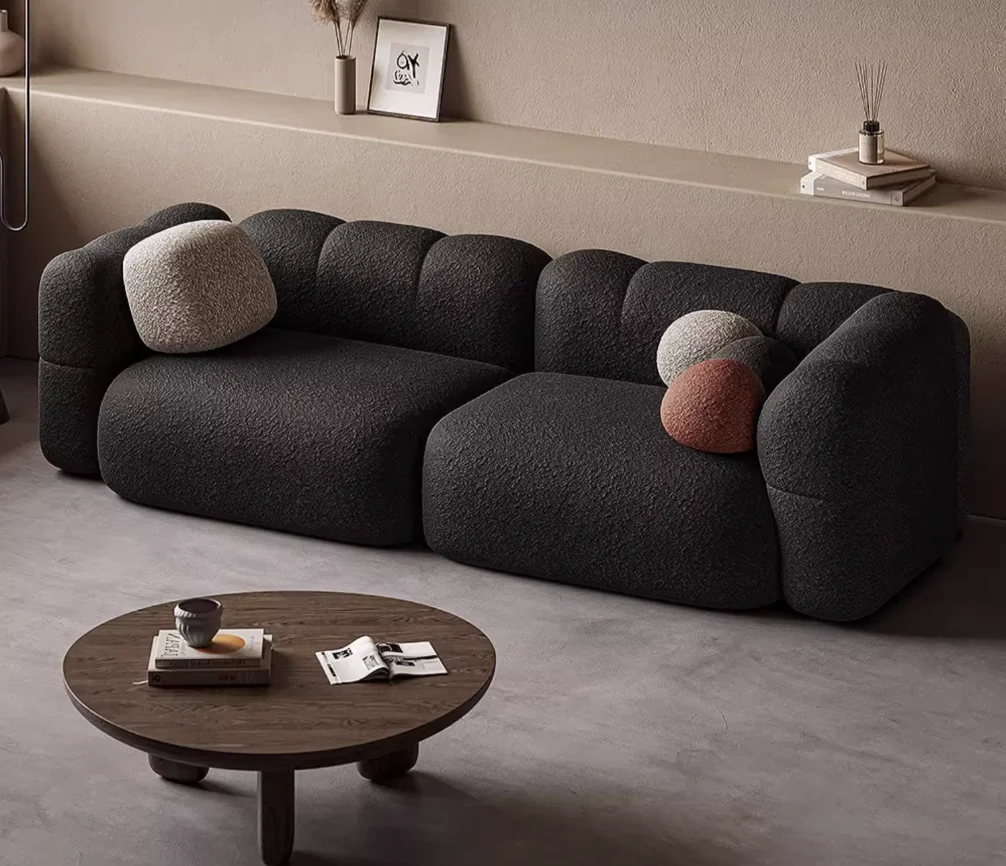 # Minimalist Fabric Sofa Suede Straight 3-Seater Convertible And Extendable  Small Living Spaces