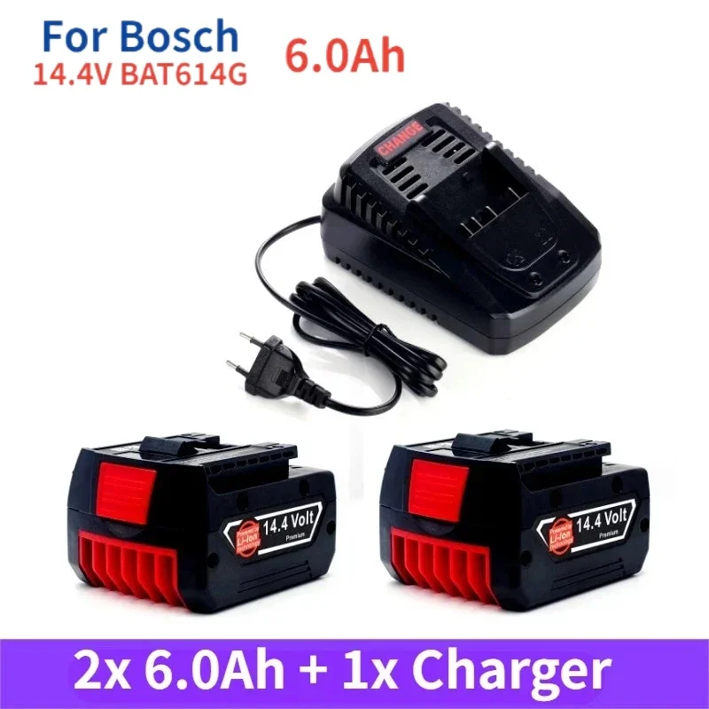 

"14.4V 6.0Ah Rechargeable Battery for Bosch GBH GDR GSR DDS180, Replacement Li-ion for BAT614G (KC) Power Tools, Long Runtime
