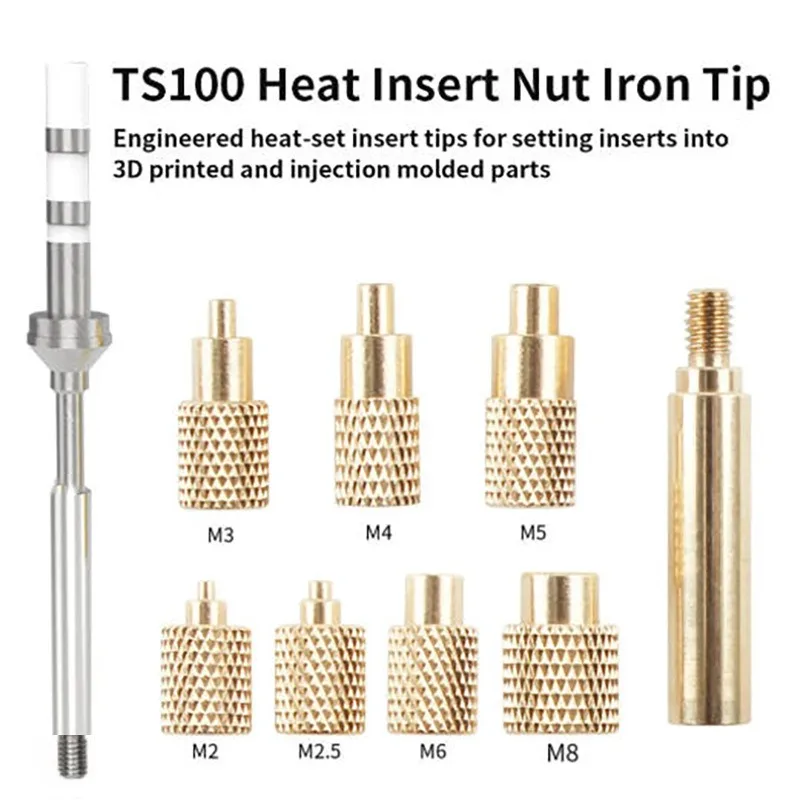 For TS100 TS101 Soldering Iron Heat Insert Nut Tip Adapter Kit M2-M8