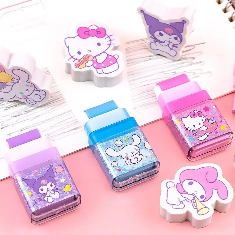 Sanrio Kuromi Cinnamoroll Hello Kitty Correction Eraser Creative Roller Pencil Eraser Learning Stationery Office Supplies Gift