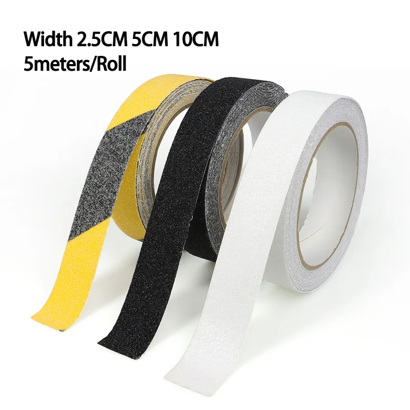 1Roll 5M Anti Slip Tape Width 2.5/5.0/10CM Anti Slip of Stairs and Steps Strong Ground Grinding Tape Hazard Warning Safety Tapes