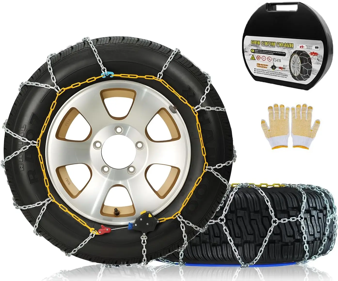 

Universal Quick-Install Snow Chains for Cars, SUVs, Trucks - Durable Ice Traction in 1 Minute