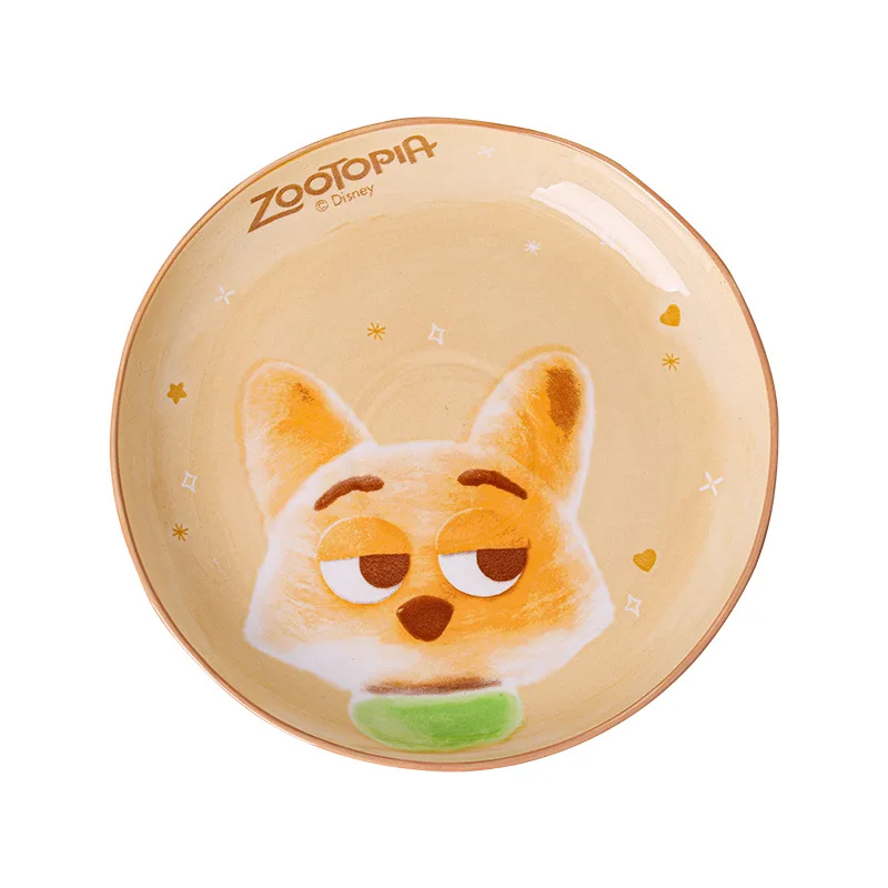 Zootopia Cartoon Edged Ceramic Plate 8 Inches Deep Dish Home Use High Temperature Resistant Underglaze Color Resistant