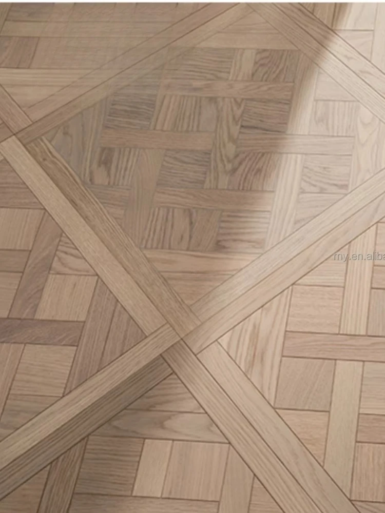 نسخة مخصصة من أرضيات الباركيه التجارية من خشب البلوط مخصصة متعددة الطبقات من الطوب الخشبي المربع بلاط الأرضيات الهندسية