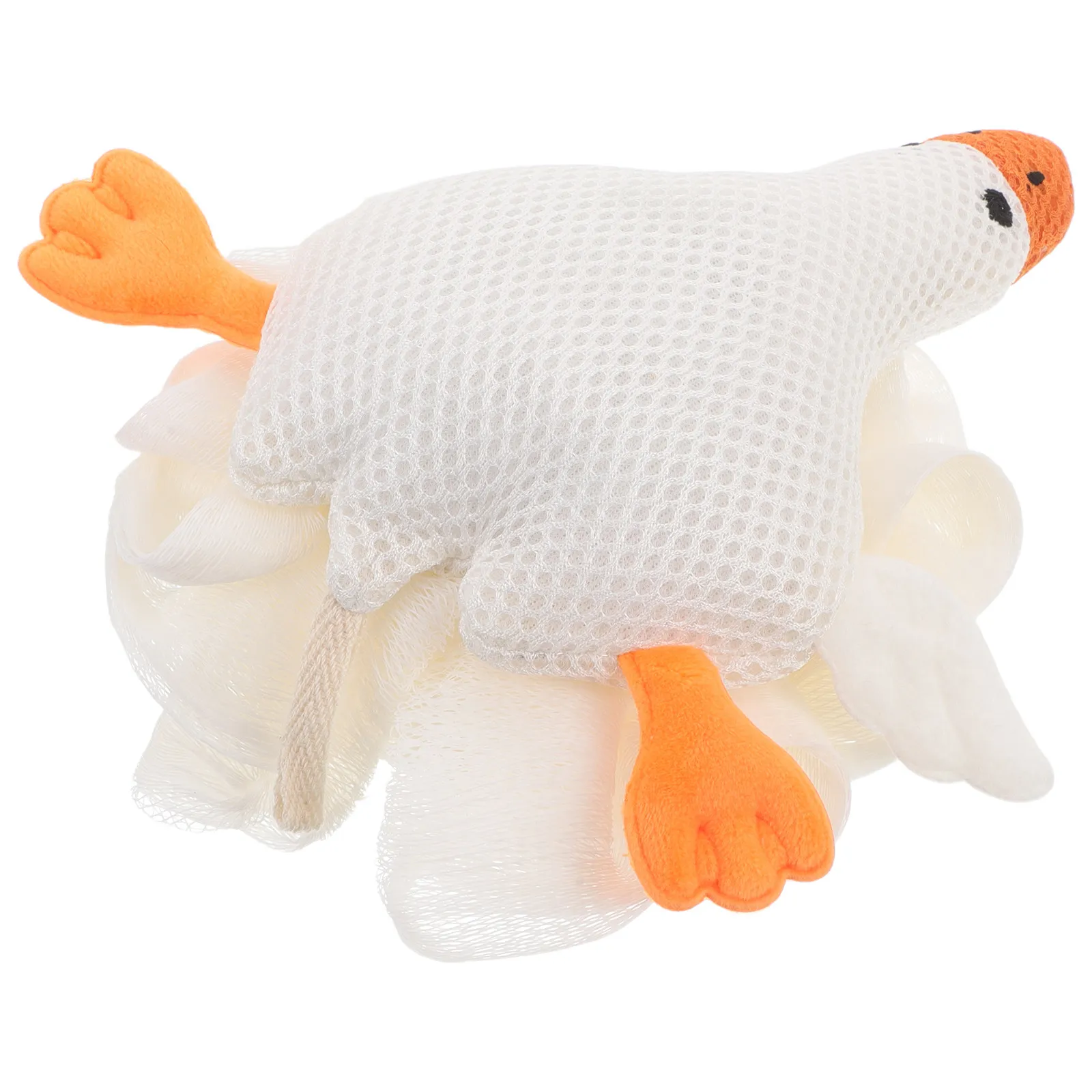 Cute Cartoon Goose Bath Sponges Kids Toddler Loofah Pouf Body Scrubber Mesh Sponges White Exfoliating Shower Bath Balls
