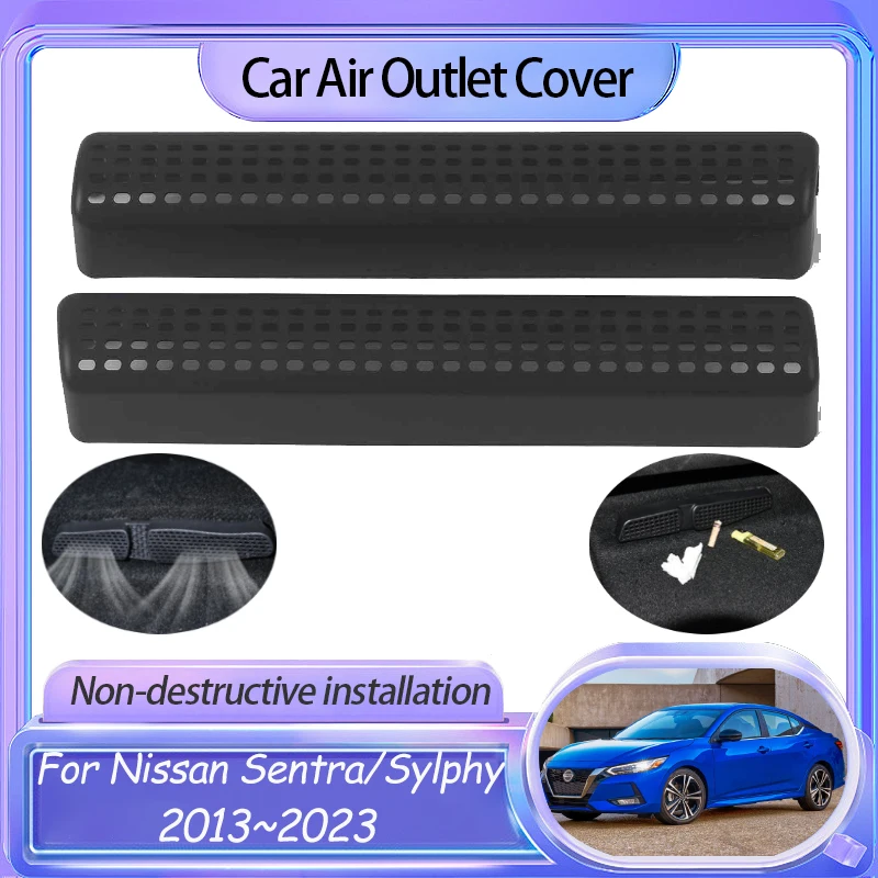 Car Air Exhaust Vent Cover for Nissan Sylphy Sentra 2013~2023 B17 B18 Accessories Rear Seat Conditioner Outlet Sticker 2019 2020