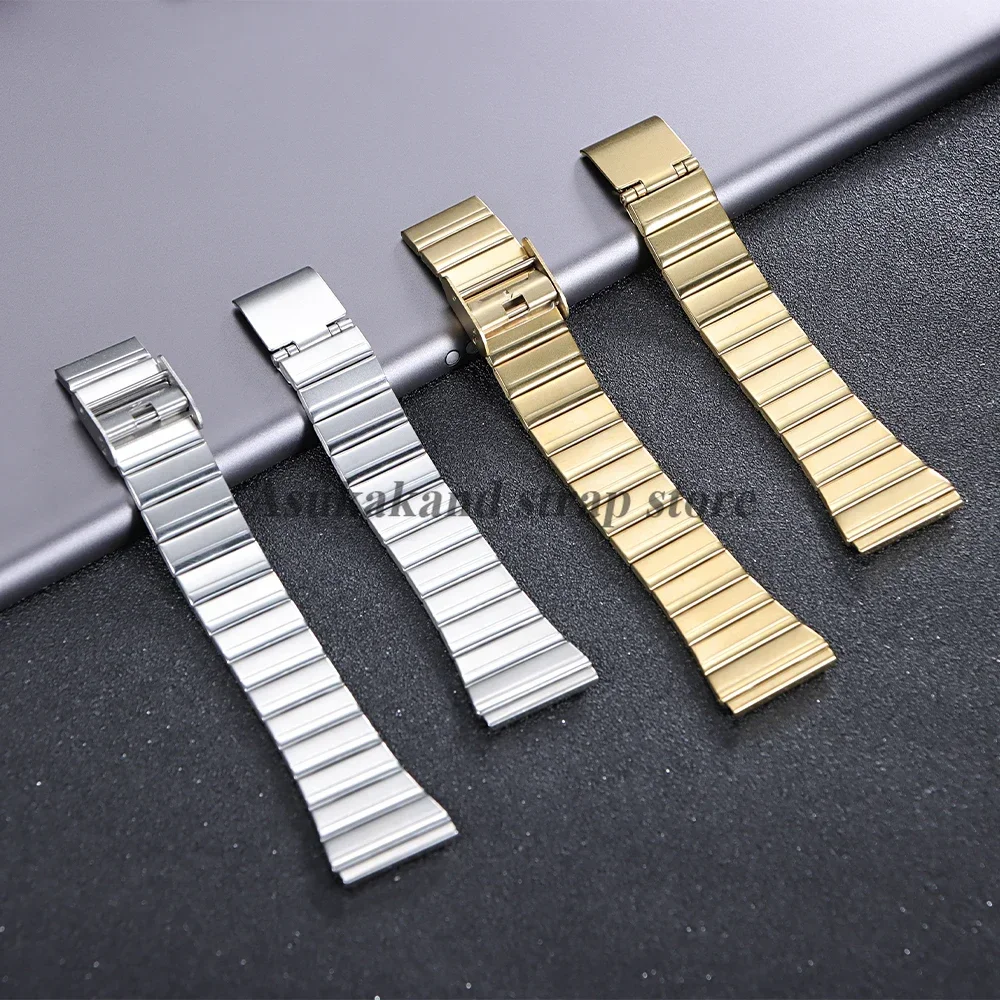 Silver 18mm20mm Stainless Steel Strap for F-91W/A158/A159/A168/A169/B650/AQ230 /AE1200 Watchband Ultra-thin Metal Belt Bracelets
