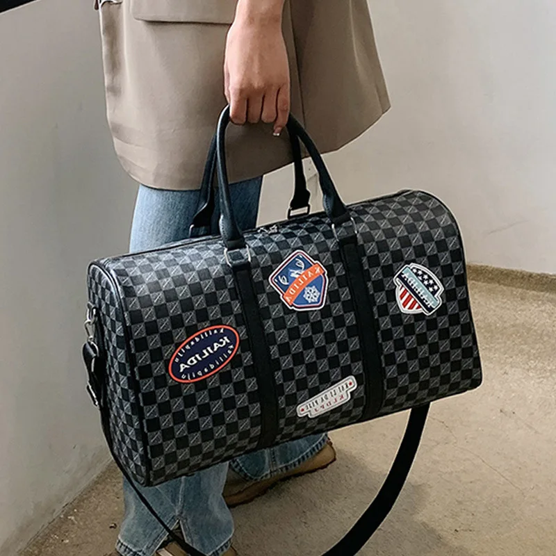 

Stamp PrintingpuLeather Travel Bag Large Capacity Casual Handbag Short Business Trip Boarding Machine Luggage Bag