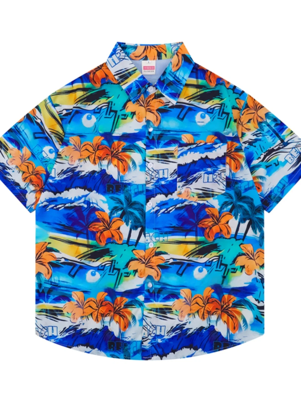 

Hawaii Vintage Sle Men's Beach irt Floral Print Loose Fit Breathable Polyester ort Sve Casual irt for Youth