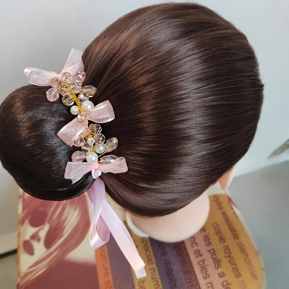 Accesorios para el cabello para niña y mujer, bandas para el cabello para baile de Ballet, accesorios para el cabello latino para bailarines, diadema fijadora para cabeza de moño para niños