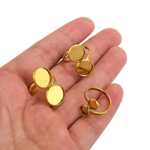 Configurações de anel de aço inoxidável ajustáveis, base em branco, cabochões de vidro, molduras de camafeu, bandeja diy, anéis em branco, descobertas de joias com 10 peças 10 principais vendas porta alianças de vidro - №10