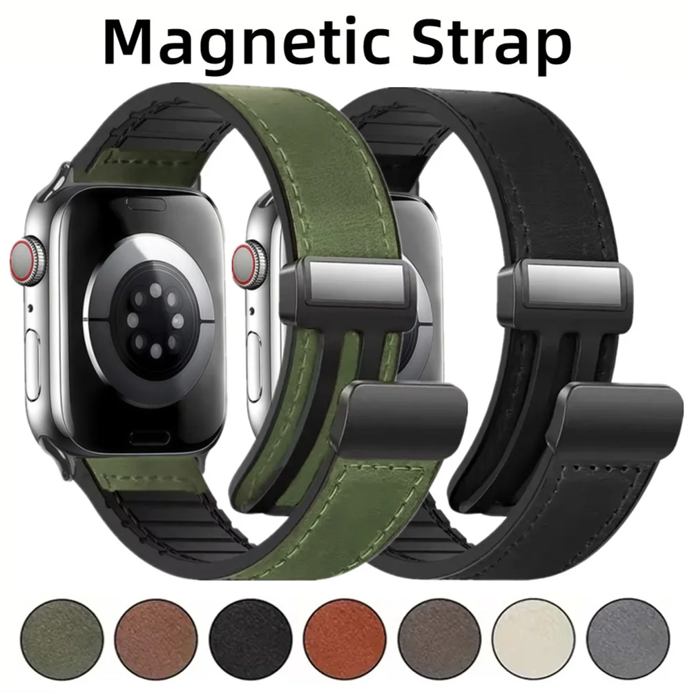 Lederarmband für Apple Watch 10 Ultra 9 Band 46mm 49mm 42mm 44mm 45mm 40/41mm Armband Herren Silikon iWatch Series 11 9 8 7 SE