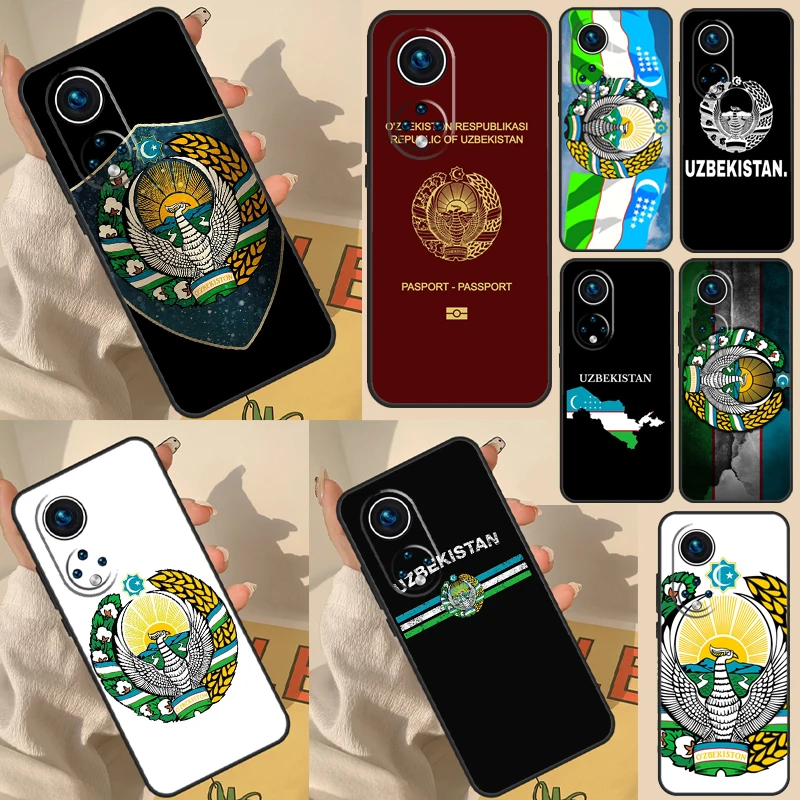 Emblem of Uzbekistan National Flag Case For Huawei Honor X8a X8 X7 X9a 50 70 90 Magic5 Lite P40 P20 P30 P60 Pro P Smart Cover