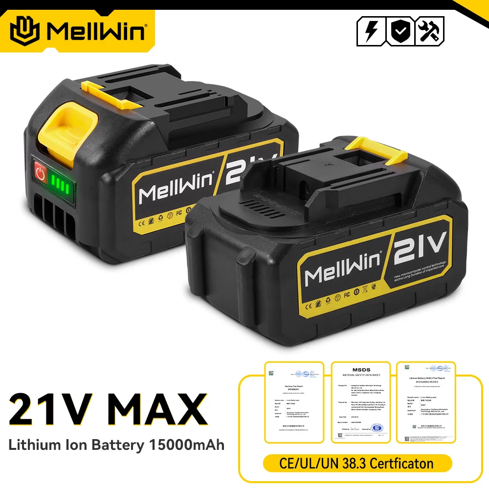 Batteria al litio ricaricabile MELLWIN 21V Pacco batteria 15000mAh per batteria Makita 18V Pin trapano elettrico/utensile elettrico