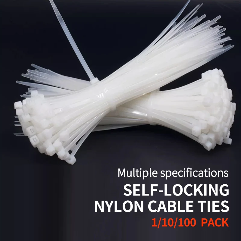 

5*150-8*500 Nylon Cable Tie Plastic White Self-Locking Cable Tie Binding Rope High Strength Fixed Belt Cable Tie