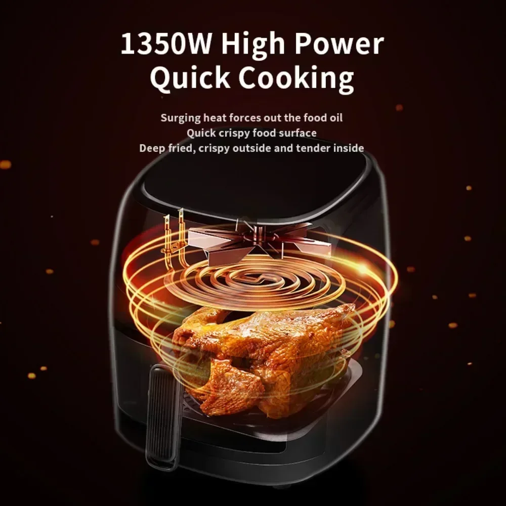 New air fryer. Multifunction. Household. Large capacity. Visible. Circulating hot air. Electric fryer.
