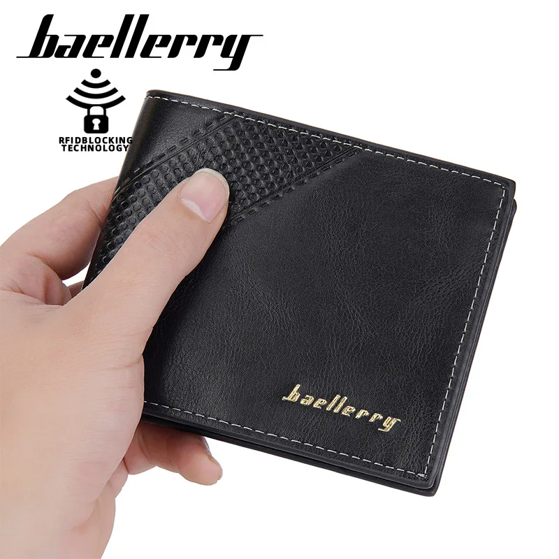 New Men's Short High-quality PU Wallet with Multiple Card Slots for Anti-theft Card Swiping Bag Wallet for Men