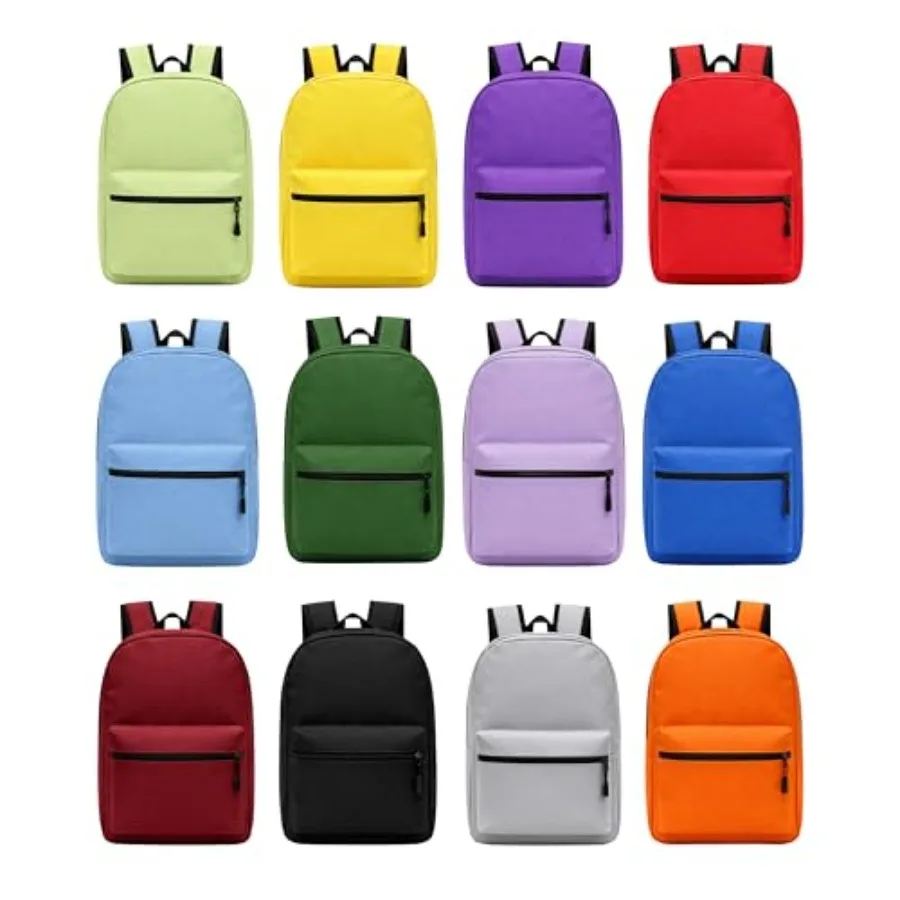 

12 Pack Backpack Bulk 17 inch Lightweight Outdoor Travel Gym Corporate Events Bag Assorted
