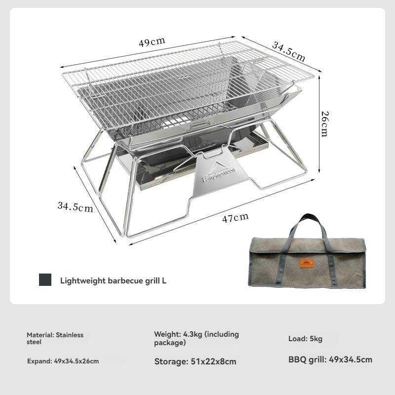 

CAMPINGMOON MT-3 Large Foldable Portable Stainless Steel Barbecue Stove BBQ Rack BBQ Oven Barbecue Mesh Barbecue Stove