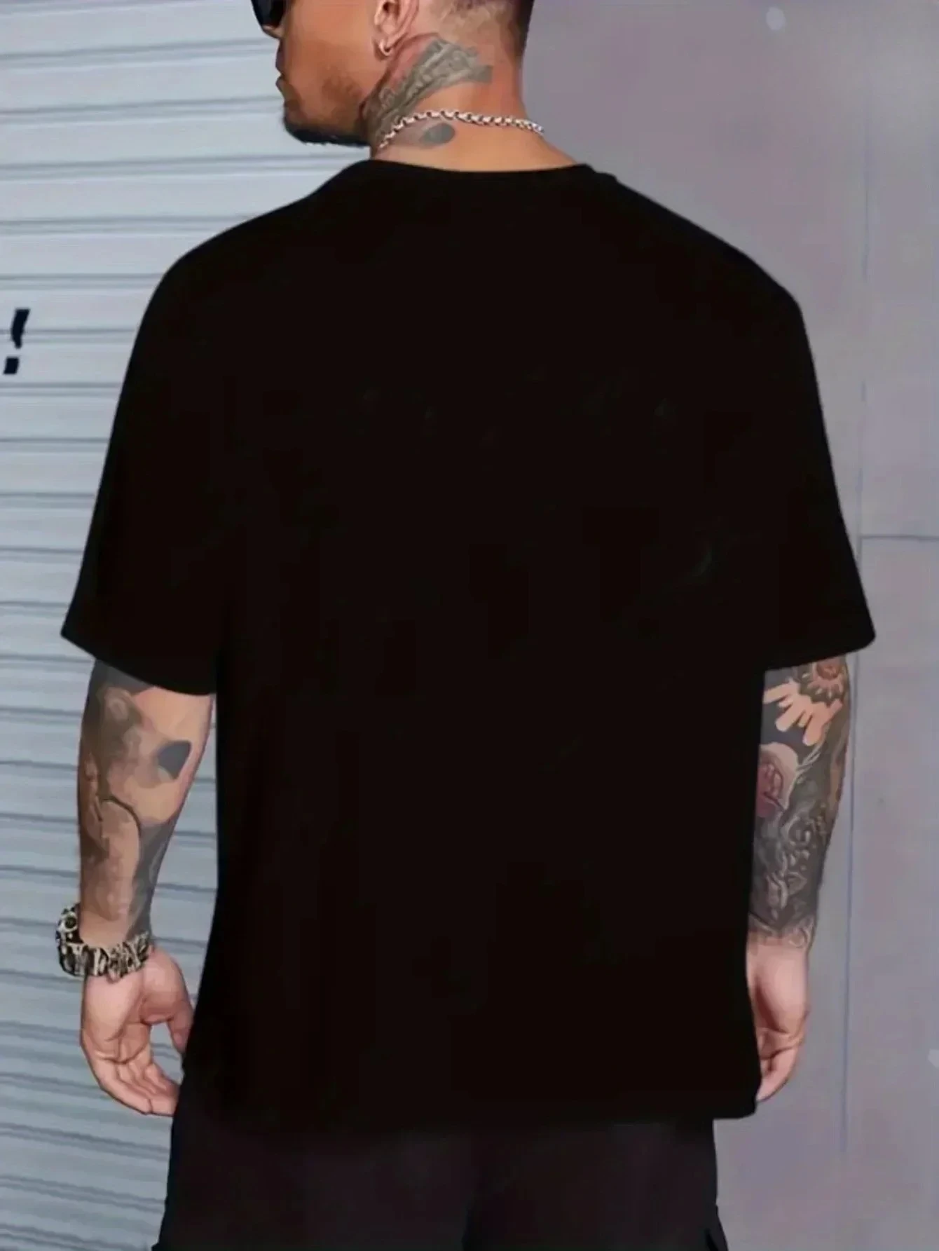 طباعة أمامية رملية، تي شيرت رجالي بأكمام قصيرة