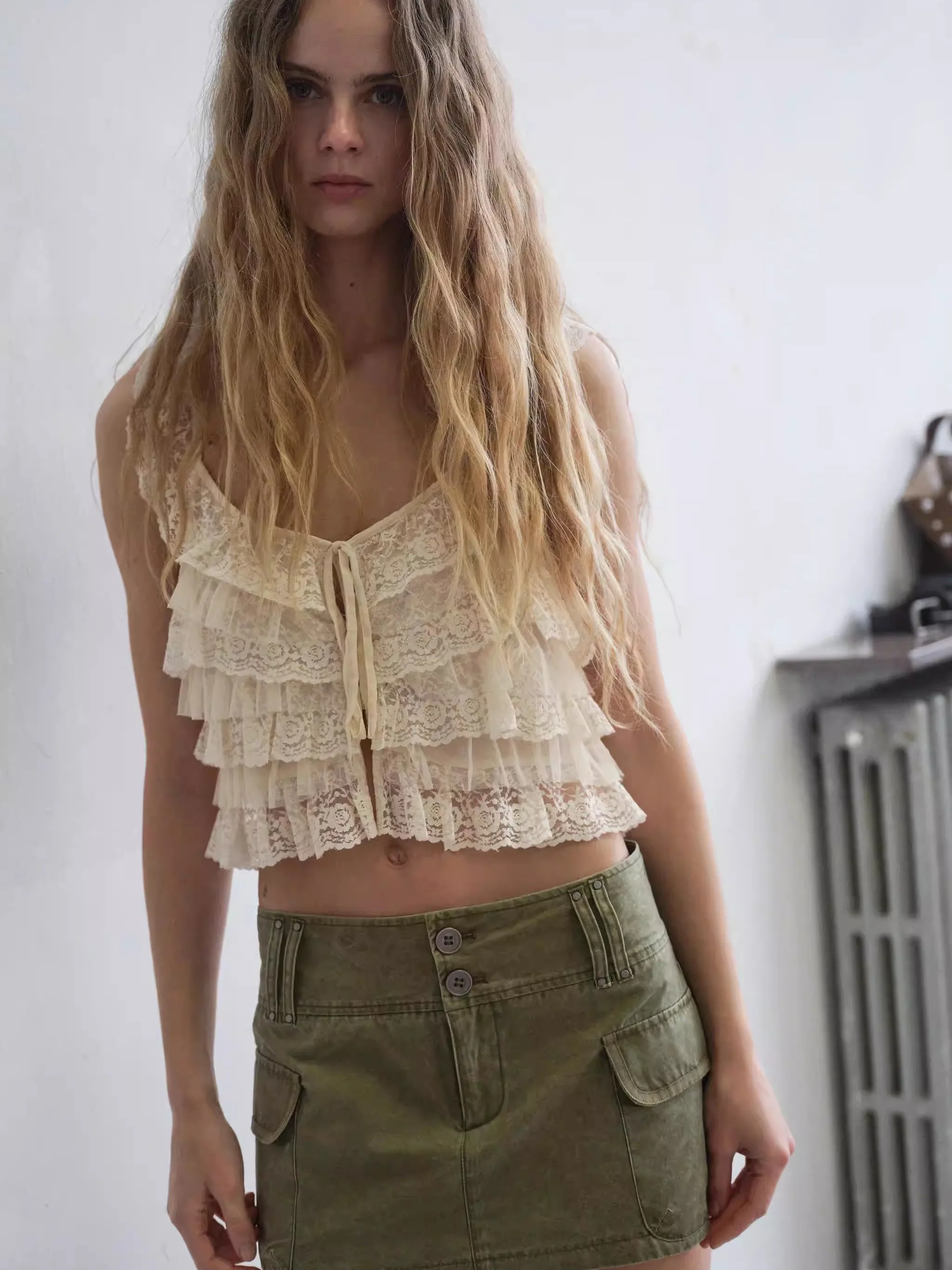 

Новый летний женский модный танский костюм с круглым вырезом, кружевными вставками и декоративными бретелями, этническая одежда для выступлений