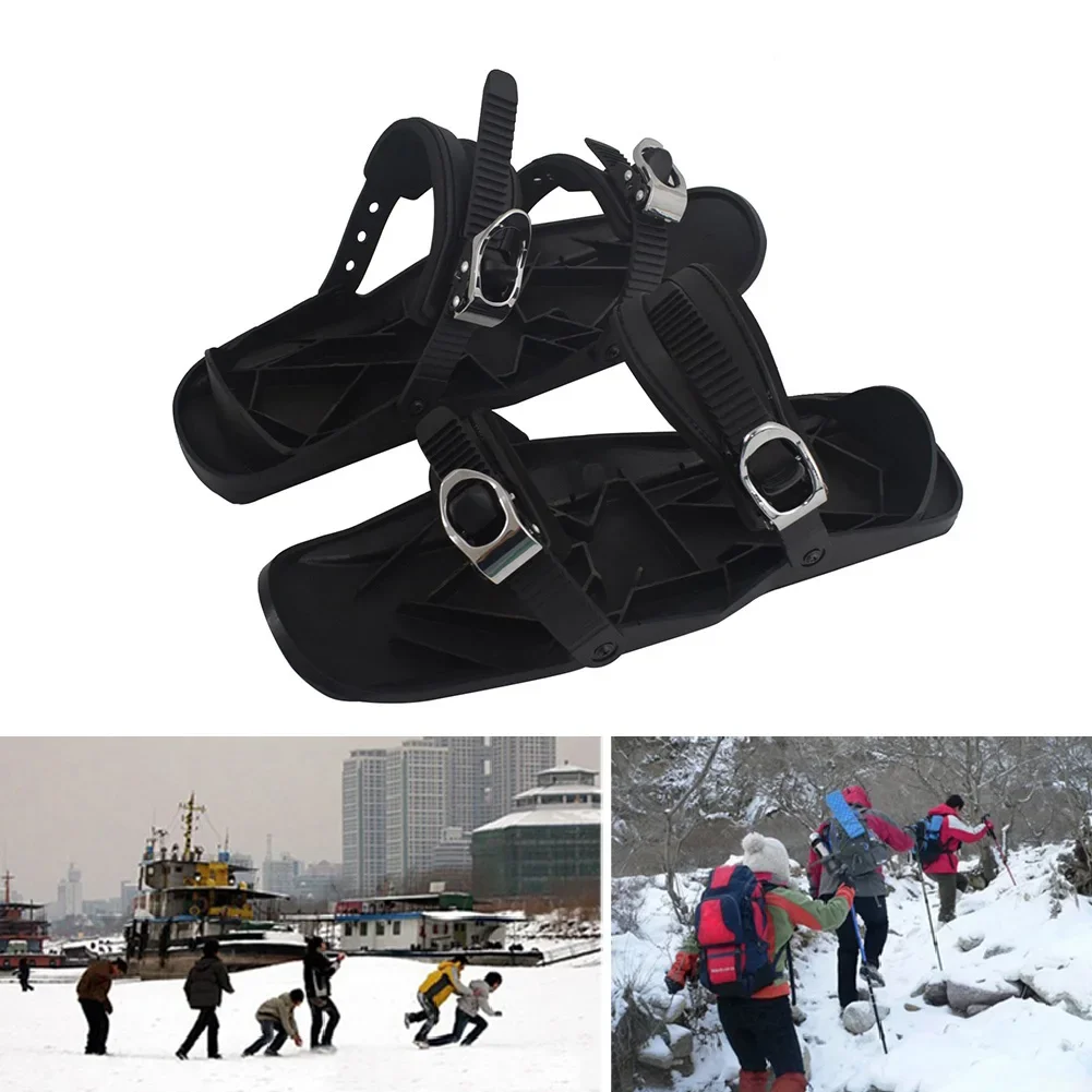 Mini Ski Skates Outdoor Adjustable Bindings Black Snowboard