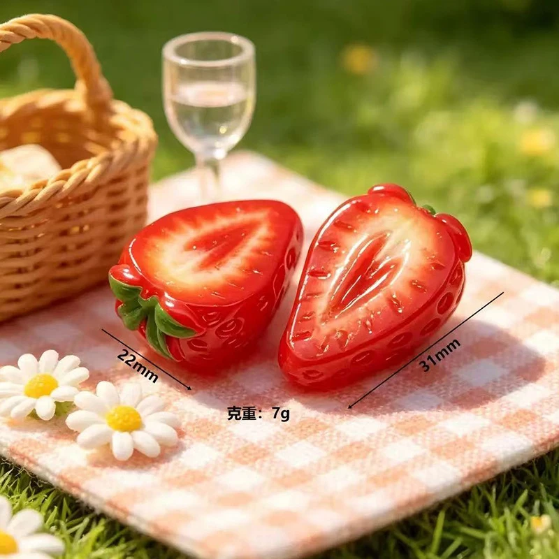 Simulation Half Cut Fruit Keychain Pendant Charm Miniature Fruit Slice Bag Car Key Ring Accessory DIY Supplies Fridge Magnet