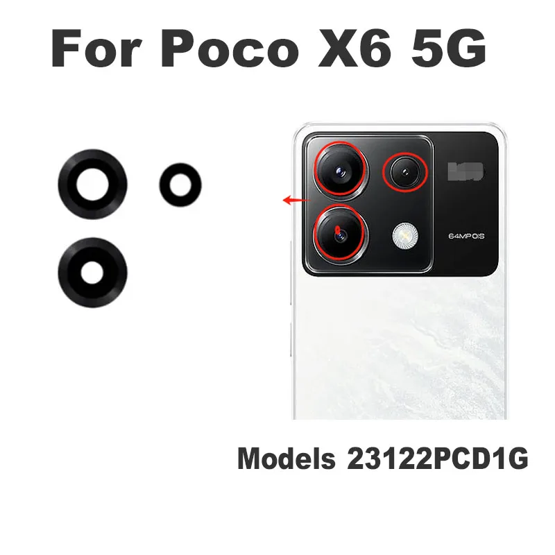 For Xiaomi Poco X6 Pro Back Camera Lens Glass Rear Cover With Glue Adhesive Replacement 5G