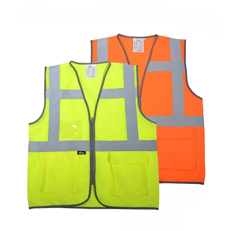 High Visibility Reflective Vest Zipper Front Safety Vest With Reflective Strips Construction Workwear Safety Reflective Vest