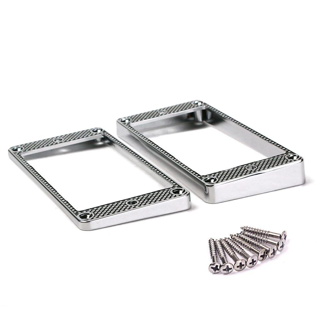 SLQZT 2Pcs Humbucker Pickup Ring Metal Curved Bottom Frame for LP Parts