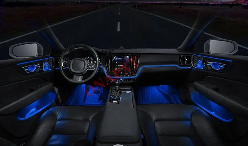 

Комплект декоративной подсветки салона автомобиля, 64 цвета, светодиодная лента для создания атмосферы, для Volvo S60 2020-2021, управление кнопками и через приложение