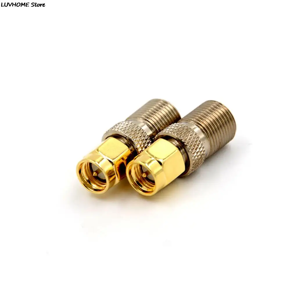 1PCS F Type Female Jack to SMA Male Plug Straight RF Coaxial Adapter F connector to SMA Convertor gold Tone