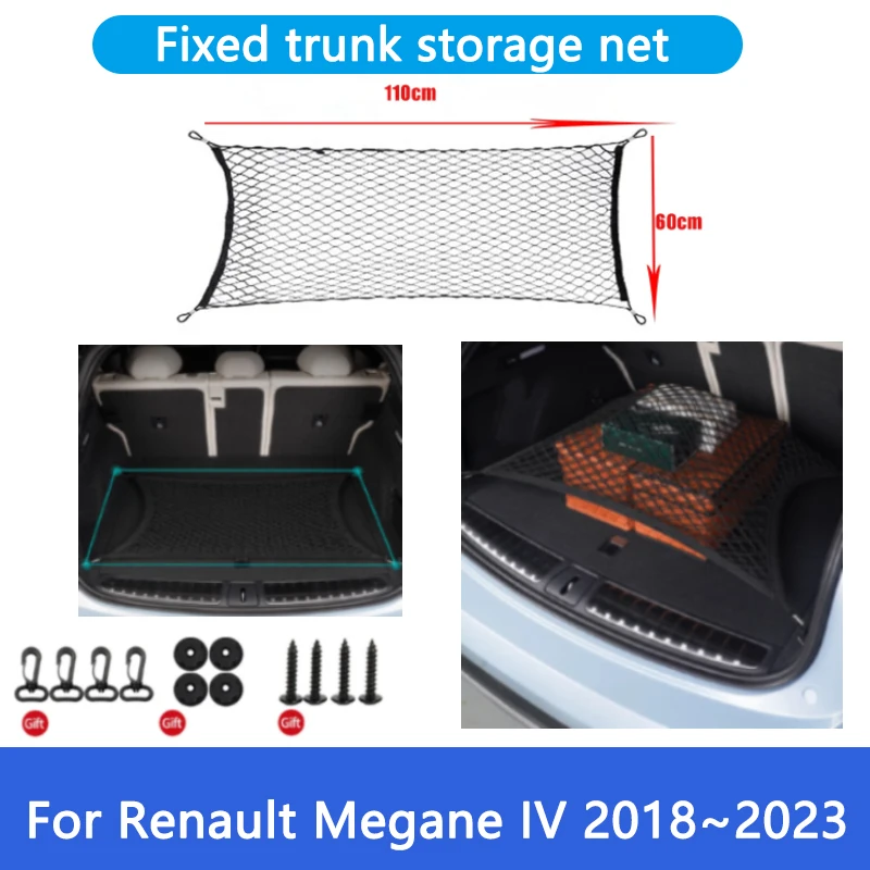 

Boot Trunk Net For Renault Megane IV 4 2018 2019 2020 2021 2022 2023 Car Elastic Upgraded Double Storage Organizer Sticker Parts