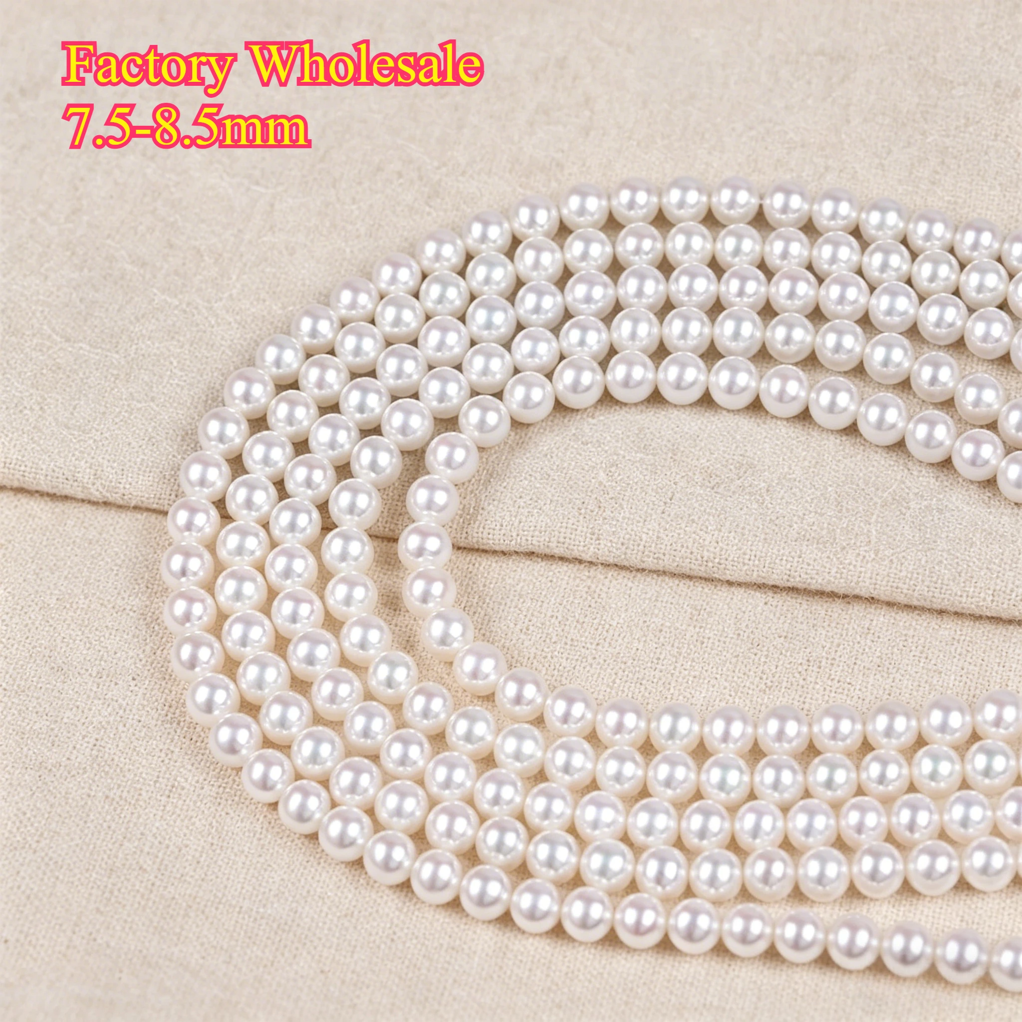 

7.5-8.5mm Factory Wholesale Natural Freshwater Pearl Isolated Loose Bead Round Jewelry Make DIY Necklace Bracelet Women Gift